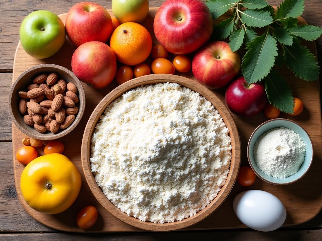 Display of organic ingredients and local sourcing at sustainable bakery