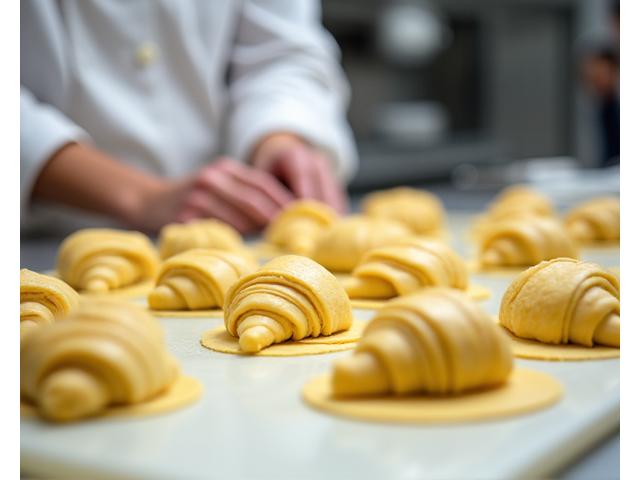Professional pastry techniques workshop making croissants
